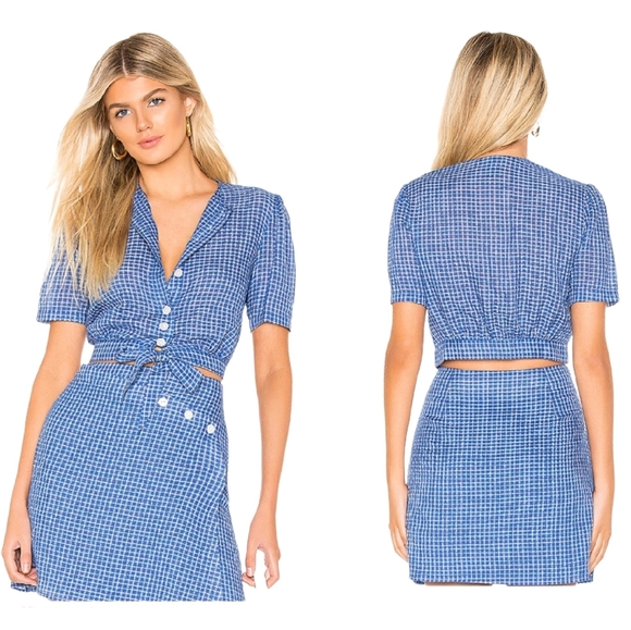 The East Order NWT Mahlia Top Cobalt Check Small - Picture 2 of 9